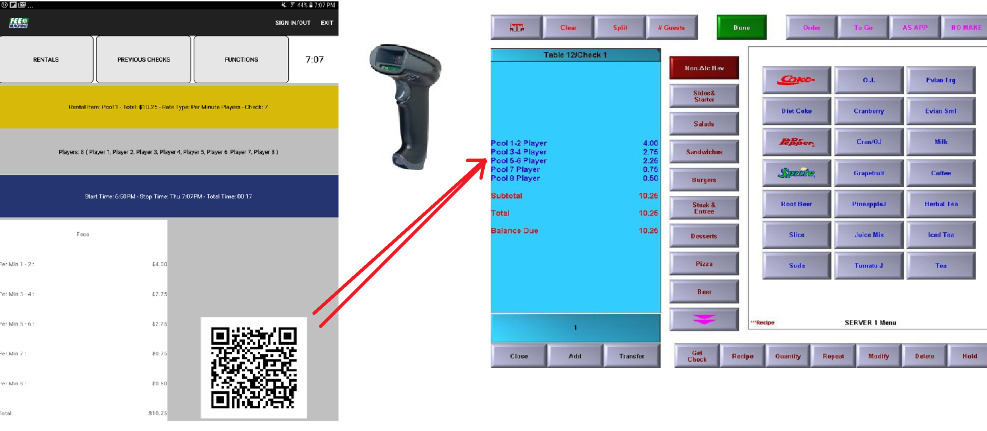 Transferring Fees from Fee Machine Tablet to your POS via QR Code